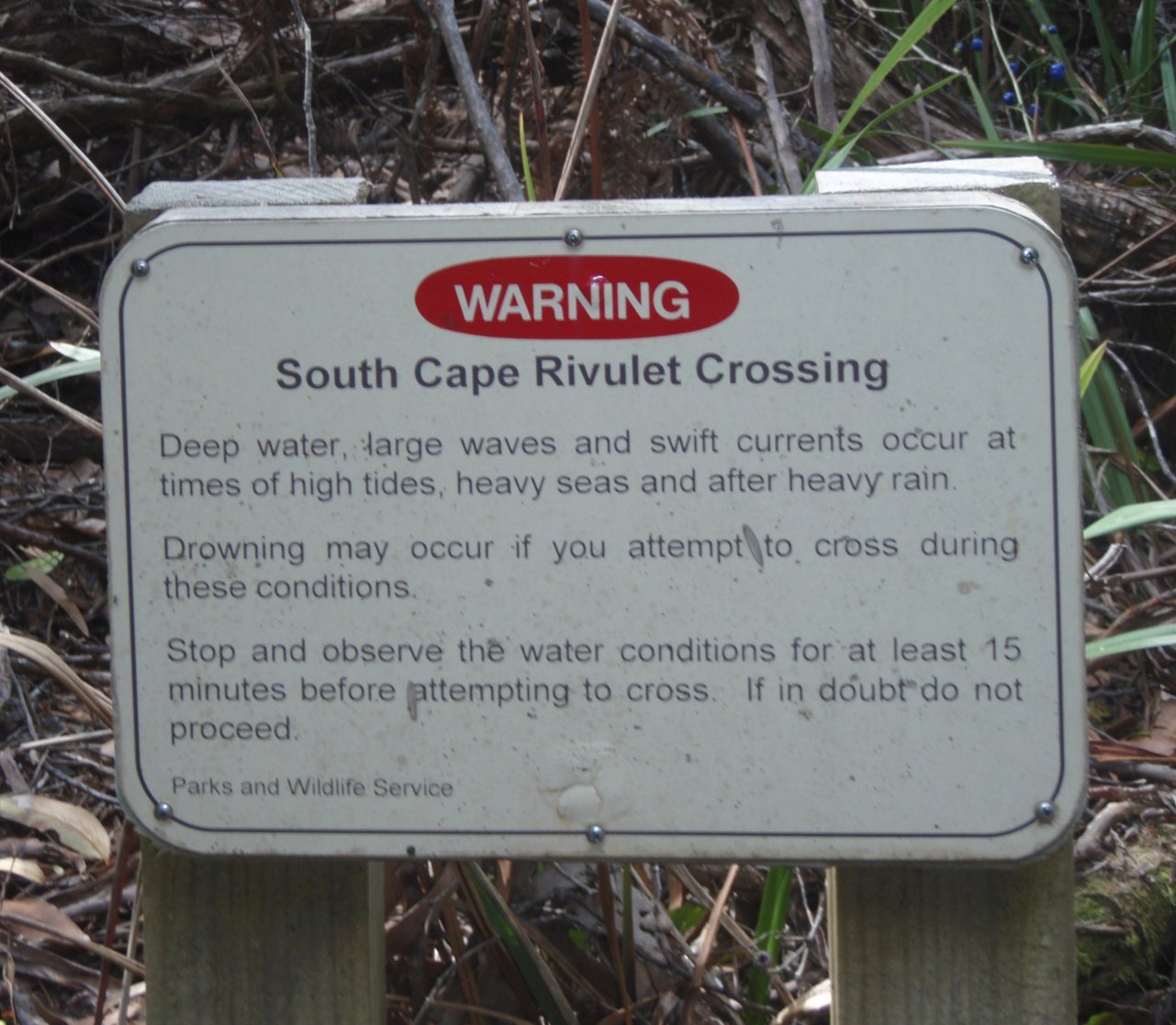 South Coast Track river crossing warning